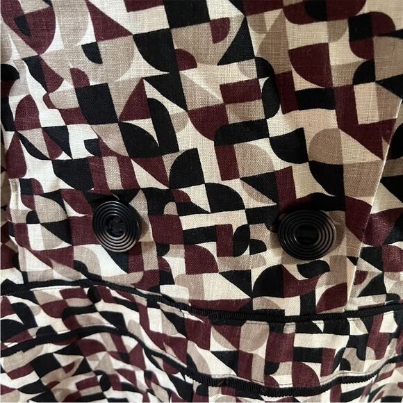 Anthropologie EXQUISE Geometric Print Linen Romper M NWOT - Picture 6 of 11